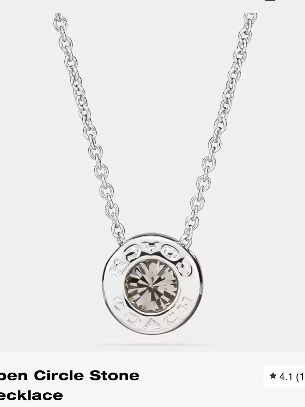 COACH Silver-Tone Open Circle Pendant Necklace with Center Stone